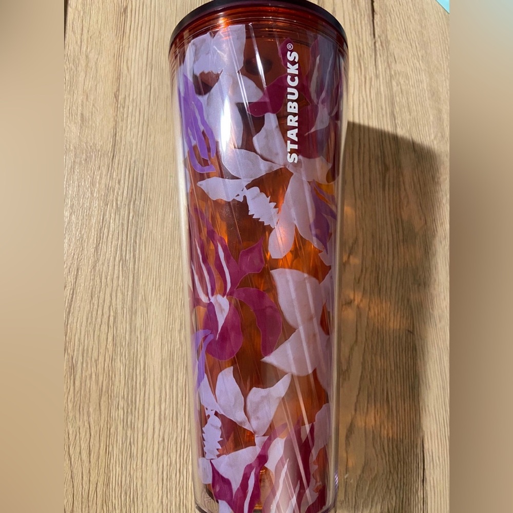 Starbucks 2021 Spring Pink Floral Twist 24oz Venti Tumbler (w/ damaged straw)
